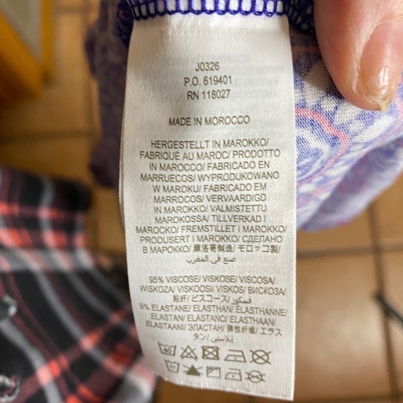 Boden Amelie Jersey Dress Blue Pink White Anstract Floral Size 12L - Picture 7 of 11